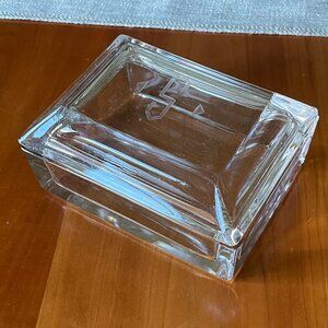 Unique 5" x 4" (Approx.) Crystal Box With "S" Etched on Lid